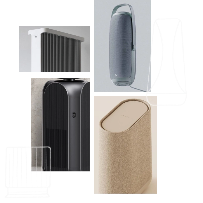 Product concept visualization showing air purifier design
