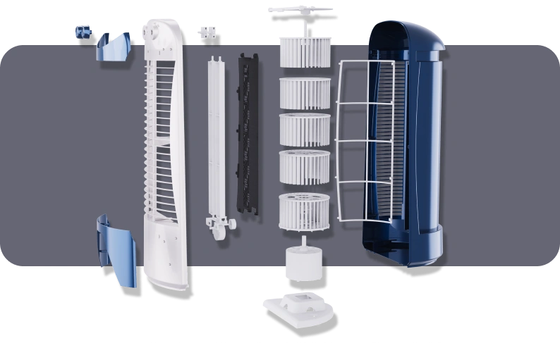 Product concept visualization showing air purifier design