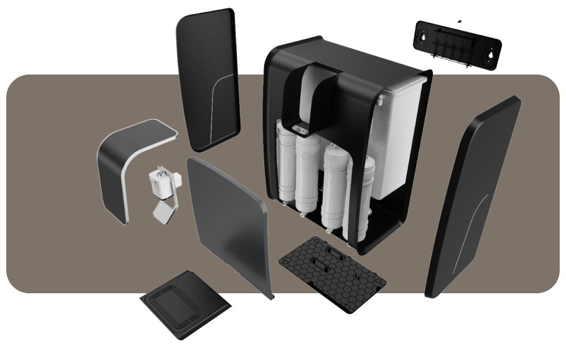 Product concept visualization showing air purifier design